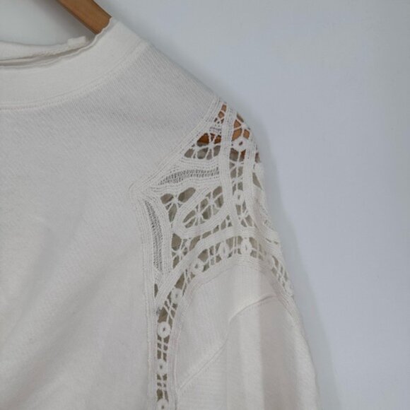 Free People Movement Sun and Done Sweatshirt in Ivory size Small Crochet Trim - Picture 5 of 14